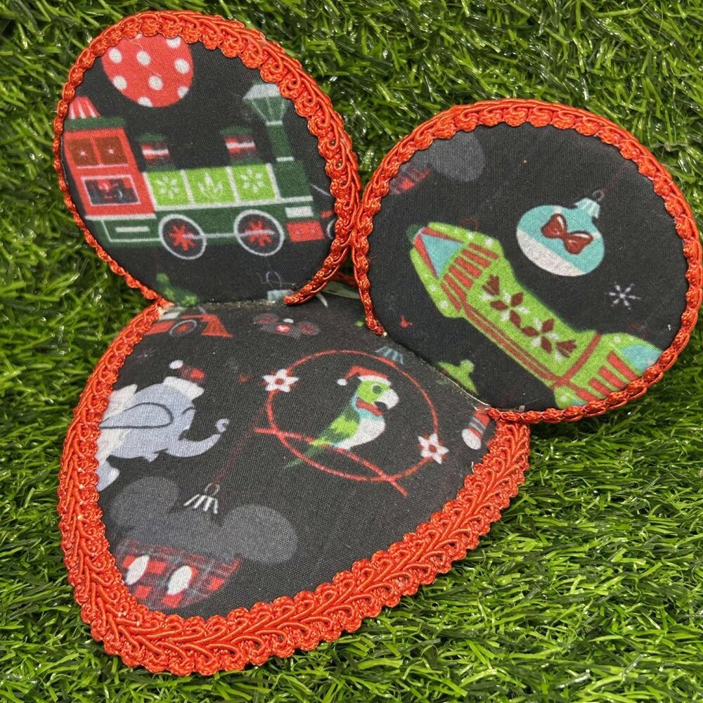 Disney Christmas Dooney Print HANDMADE Mouse Ear Hat/ Fascinator Hat